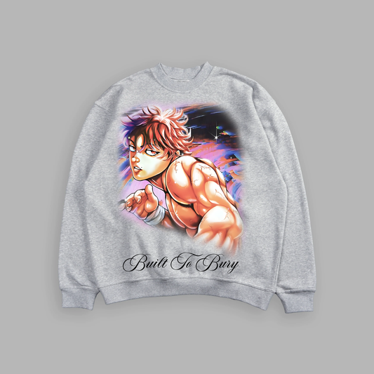BUILT TO BURY CREWNECK IN FAUX ATHLETIC GRAY