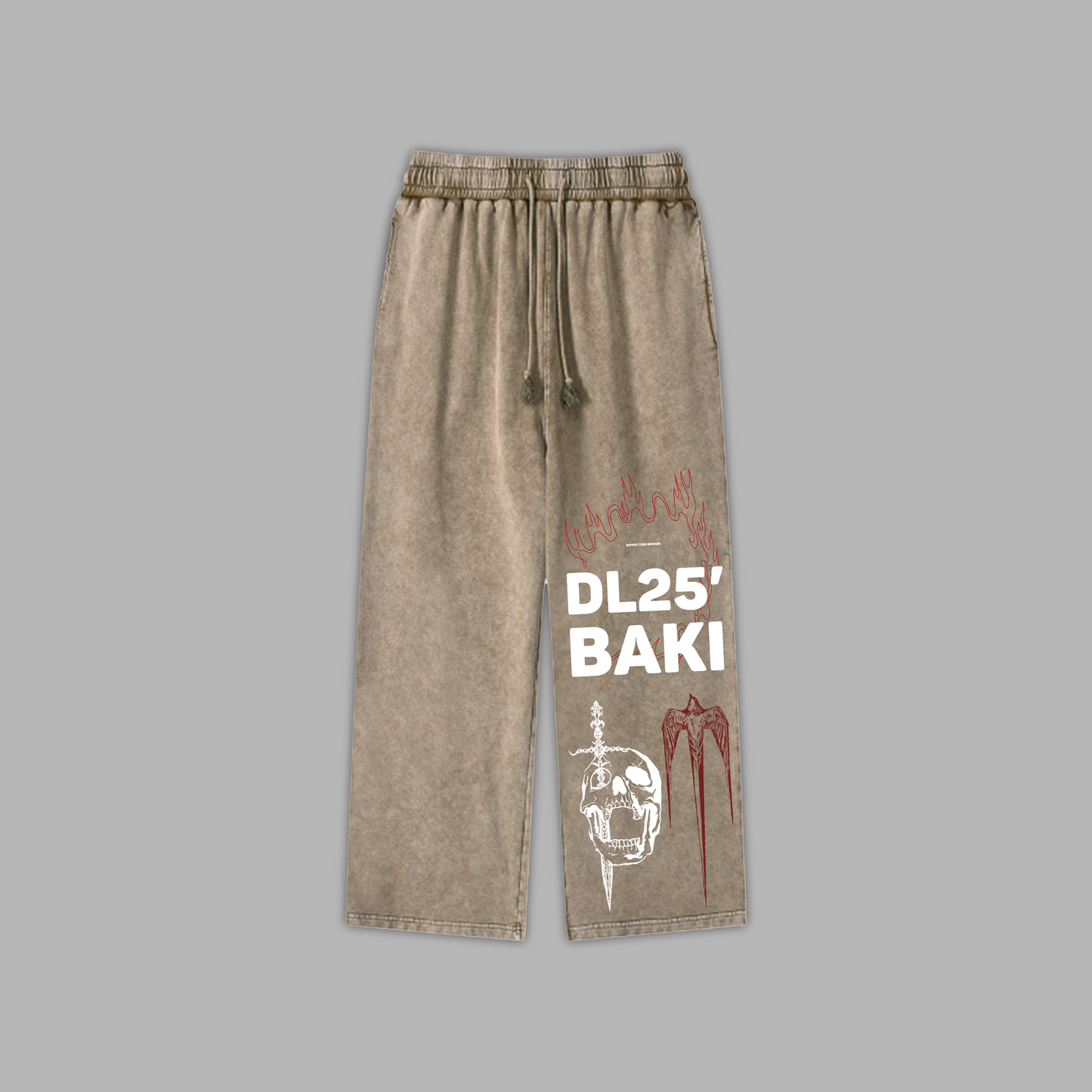 SOA V2 'LIMITED' ACID WASHED WIDE LEG LOUNGE SWEATS IN STONE GRAY