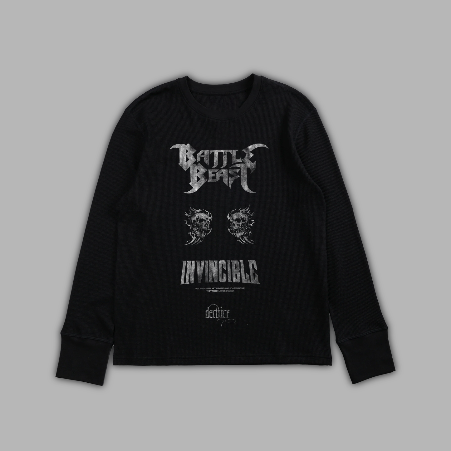 BATTLE BEAST 'LIMITED' OVERSIZED 9oz L/S TEE IN WHITE