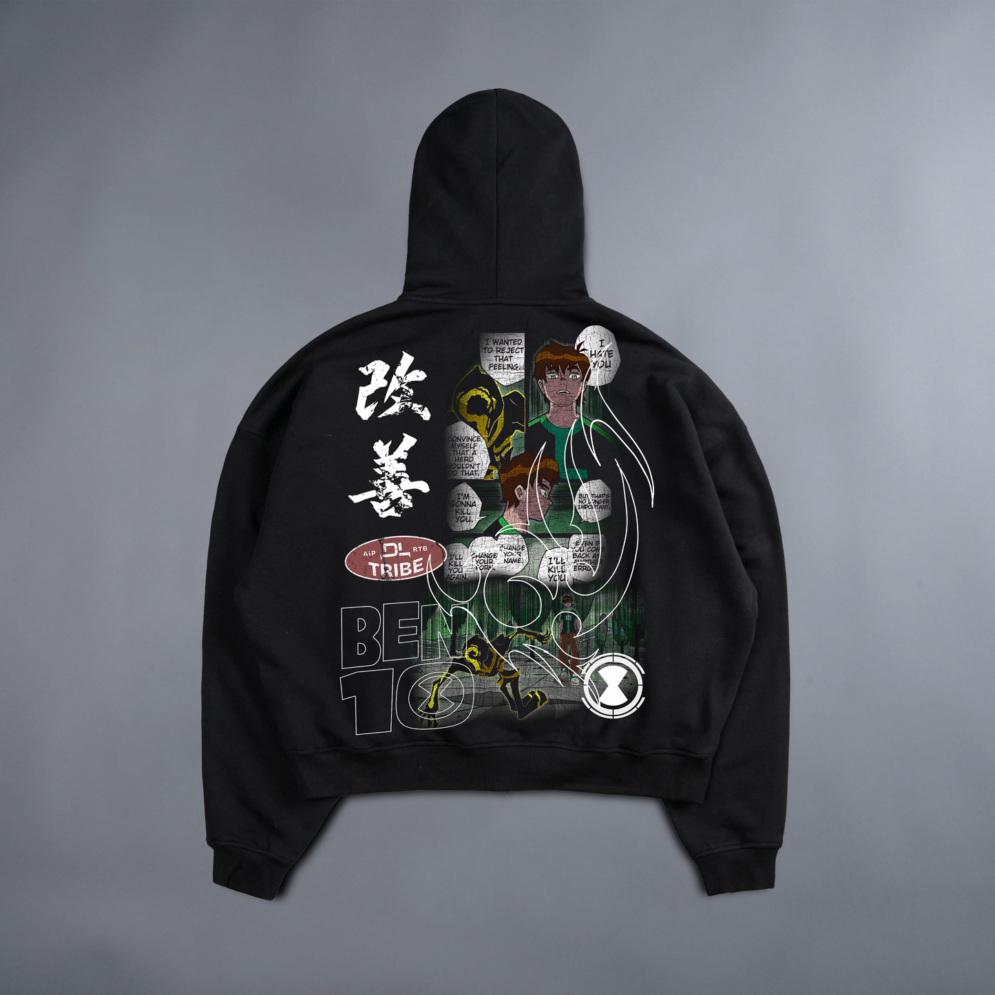 IT'S HERO TIME! 'LIMITED' RAGLAN:DL ZIP UP HOODIE IN BLACK