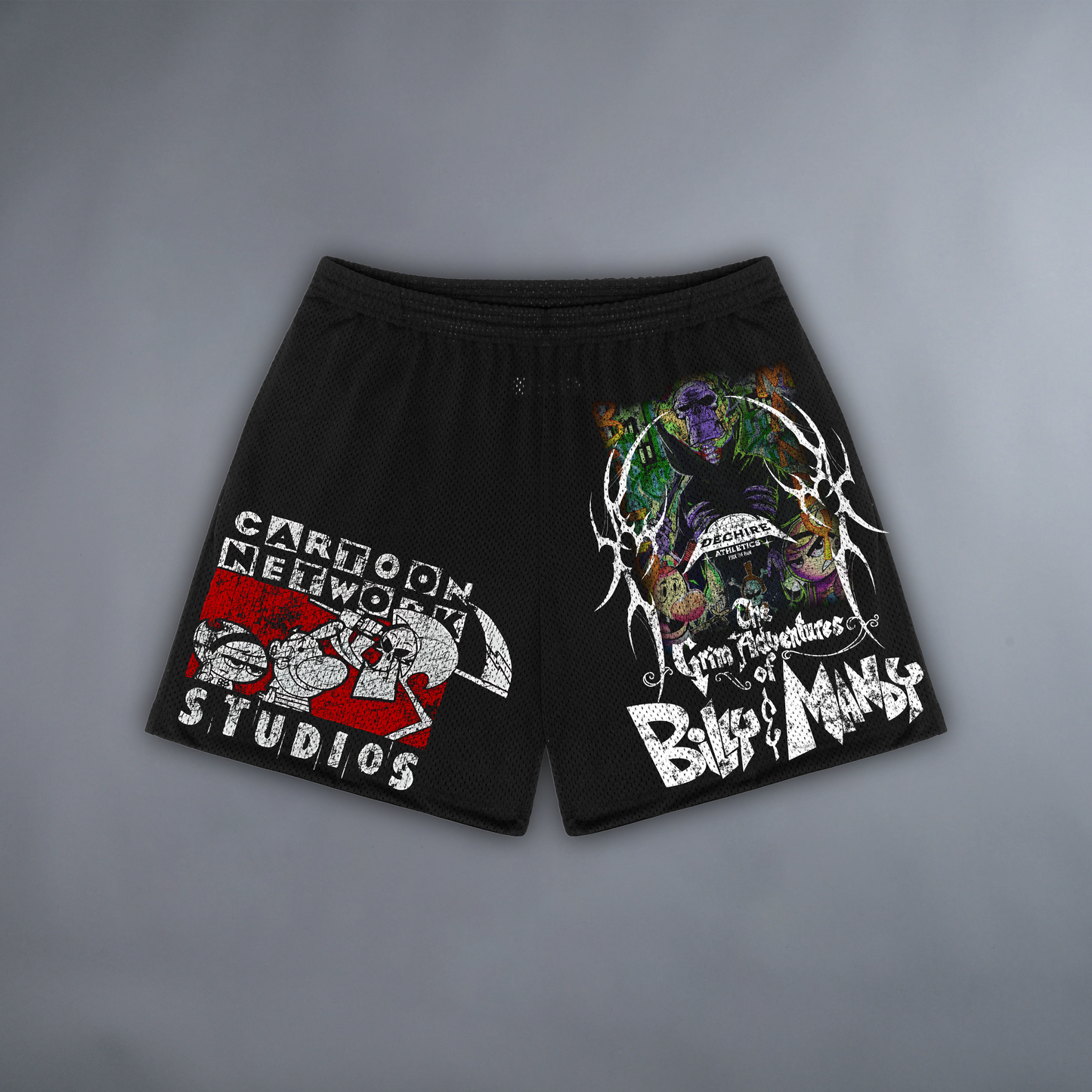 GRIM ADVENTURES MESH SHORTS IN BLACK