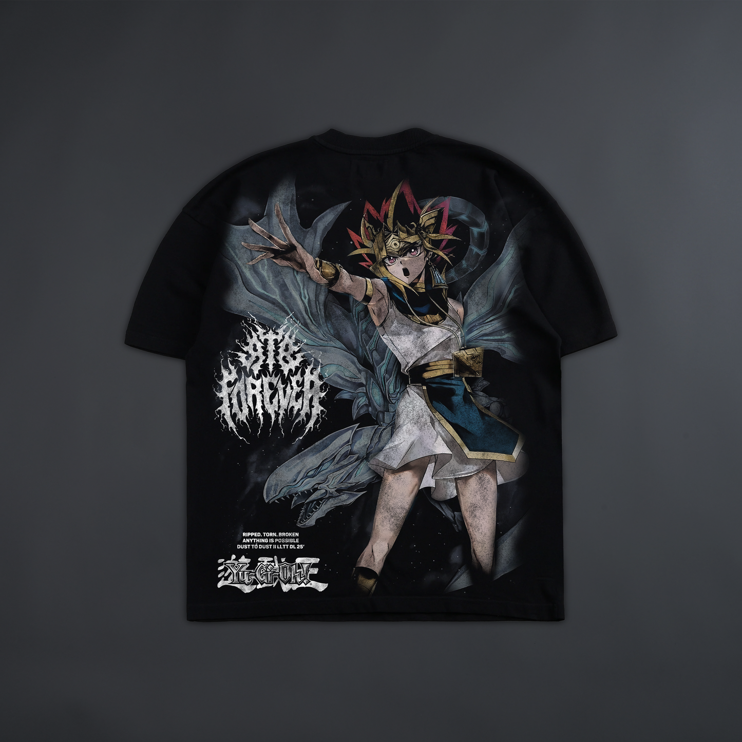 YAMI YUGI & BLUE EYES 'LIMITED' OVERSIZED TEE IN BLACK