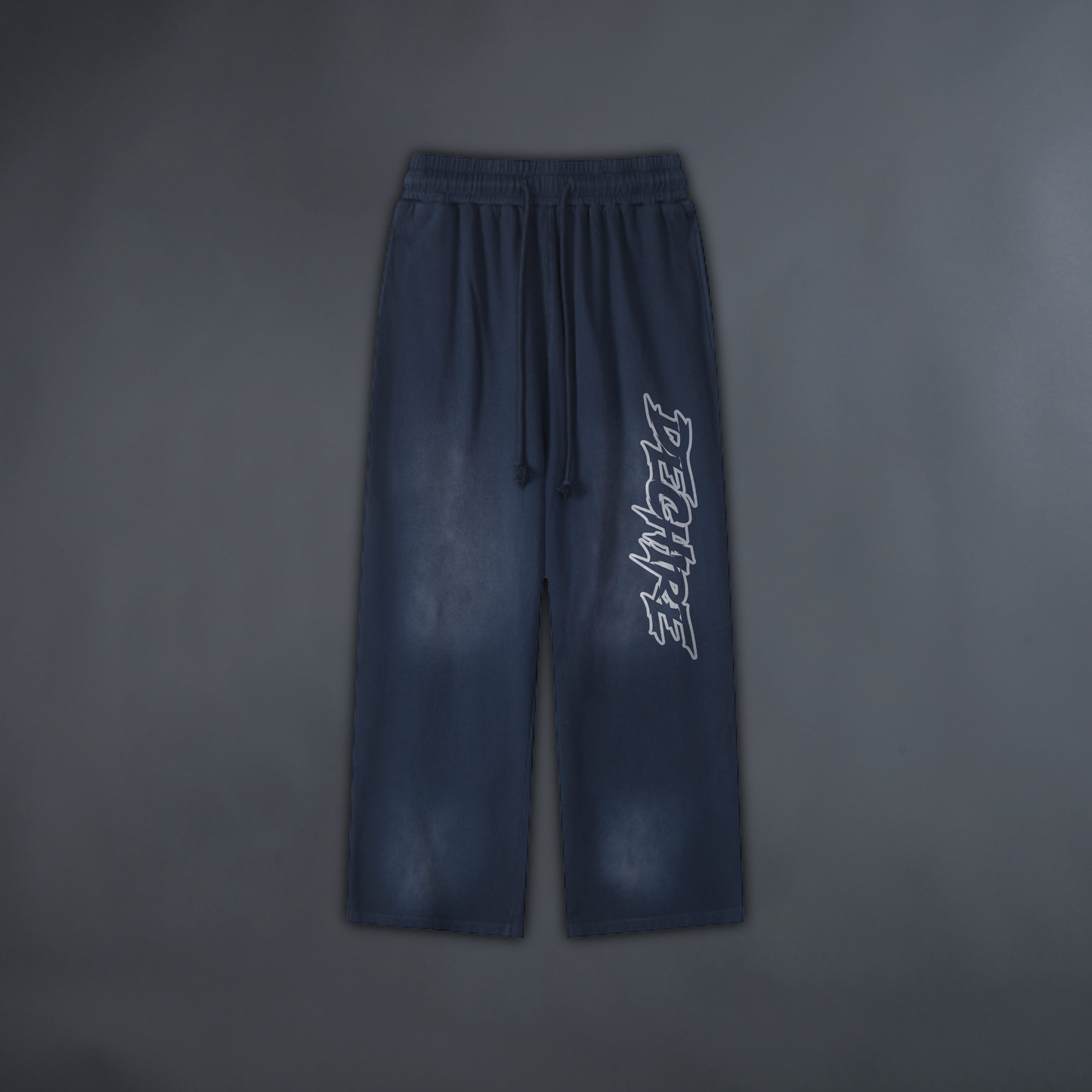 DECHIRE COLLABS V1 "LIMITED" OVERSIZED ACID WASH WIDE LEG SWEATS IN MIDNIGHT BLUE