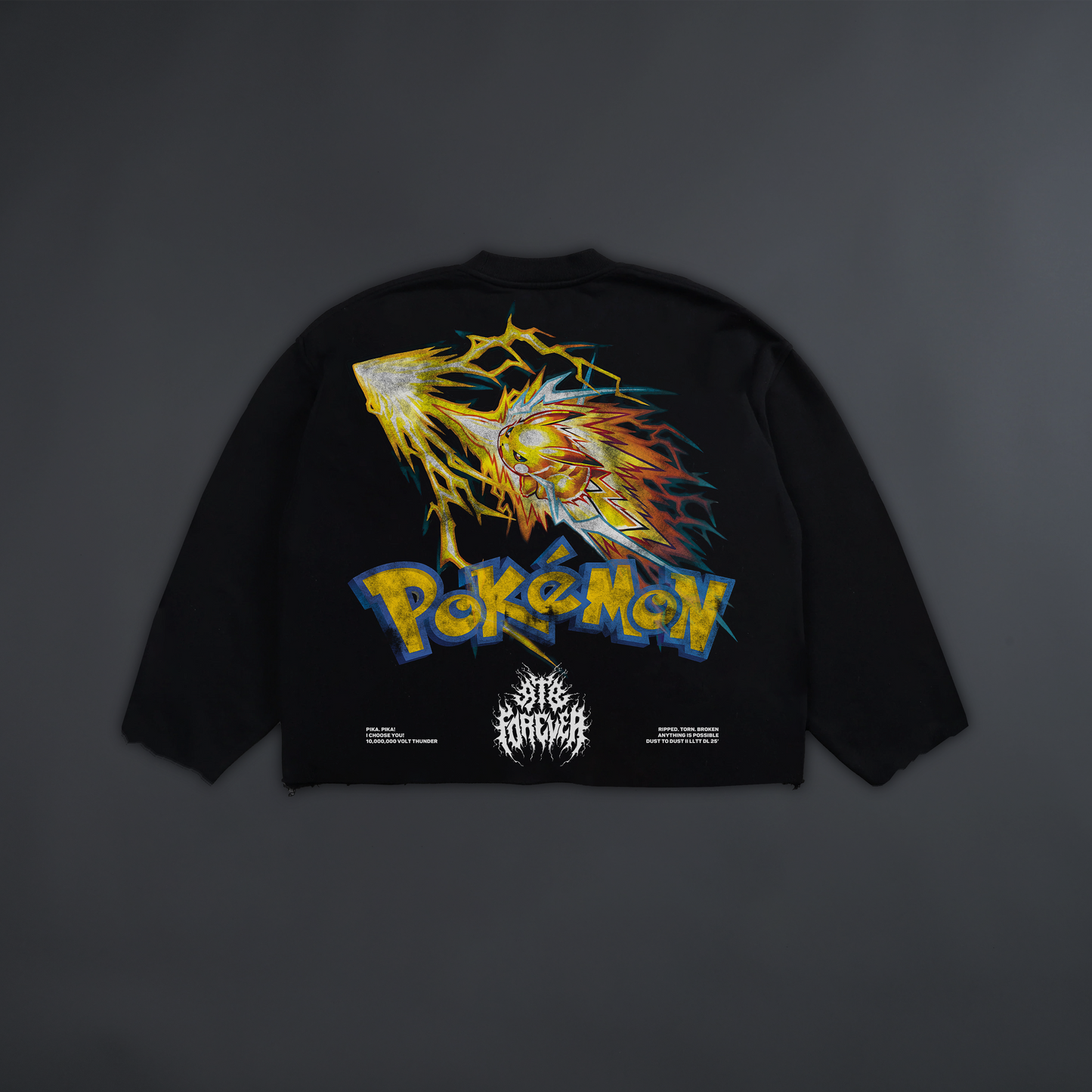 PIKACHU: 10 MILLION VOLT THUNDER RAW EDGE CROPPED CREWNECK