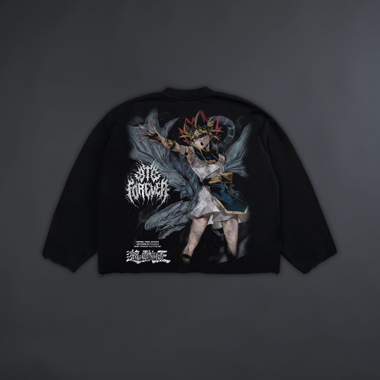 YAMI YUJI & BLUE EYES RAW EDGE CROPPED CREWNECK