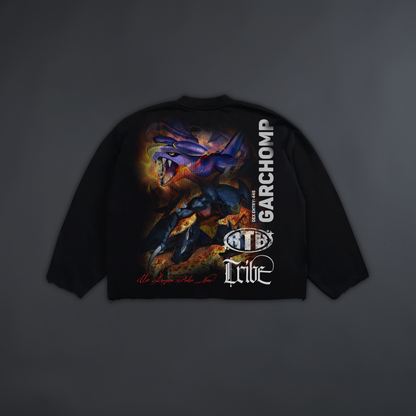 CYNTHIA & GARCHOMP RAW EDGE CROPPED CREWNECK