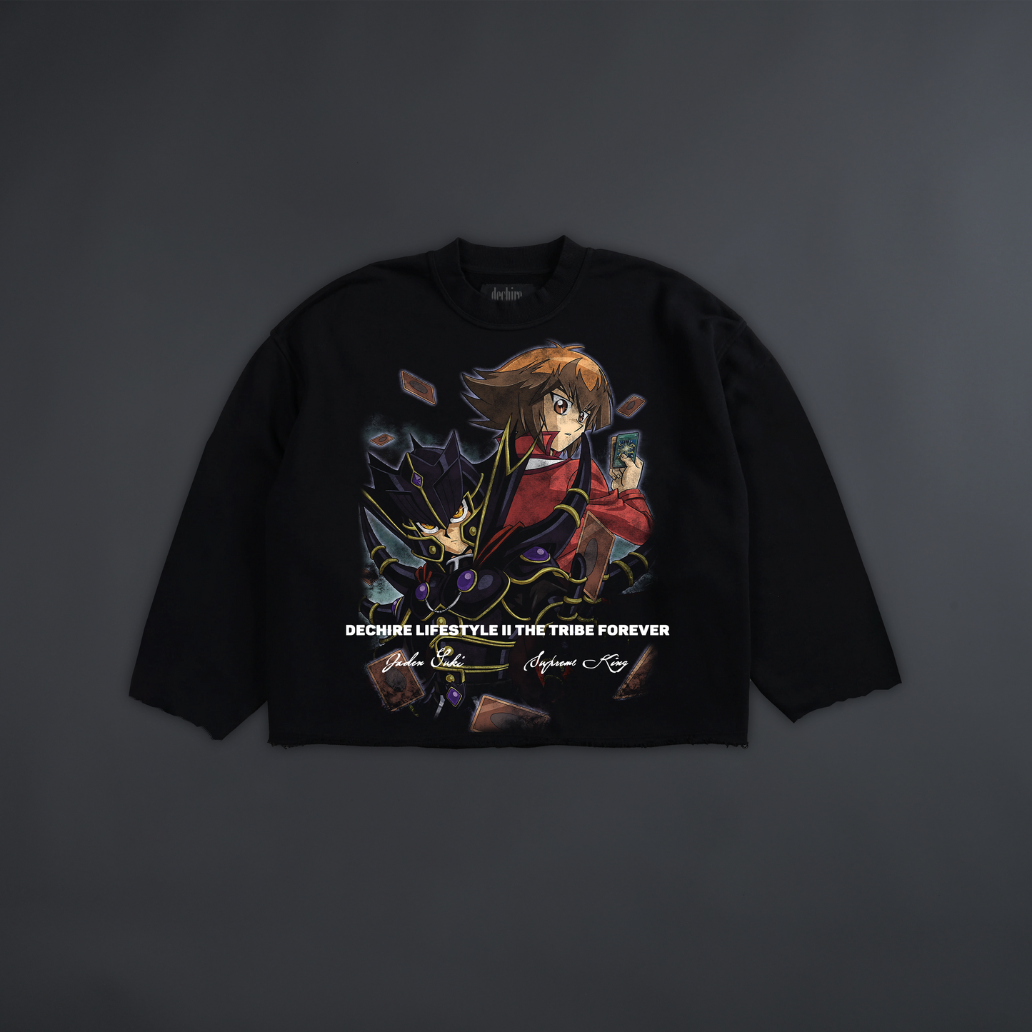 JADEN YUKI: SUPREME KING RAW EDGE CROPPED CREWNECK