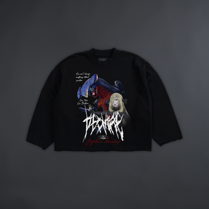 CYNTHIA & GARCHOMP RAW EDGE CROPPED CREWNECK