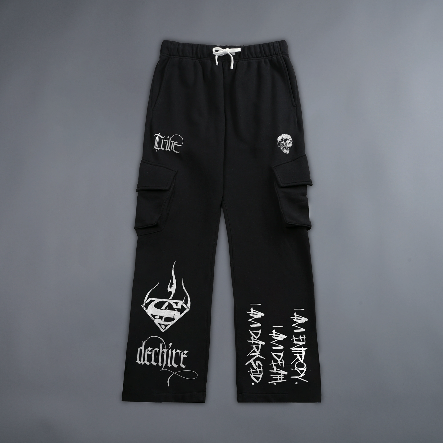 TEK SUPERMAN x DARKSEID '1 OF 50' V1 CARGO SWEATPANTS IN BLACK
