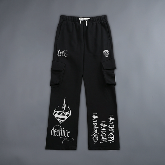 TEK SUPERMAN x DARKSEID '1 OF 50' V1 CARGO SWEATPANTS IN BLACK