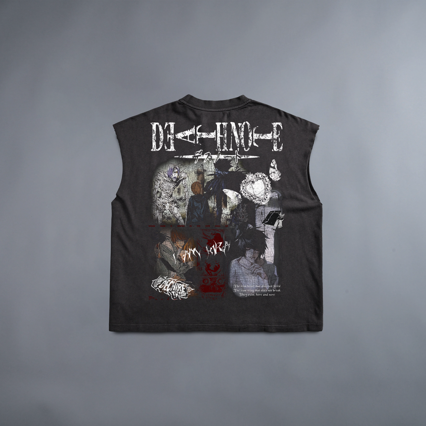 DEATHNOTE: THE IRON HEART '1 OF 20' SLEEVELESS MUSCLE TEE IN WASHED BLACK