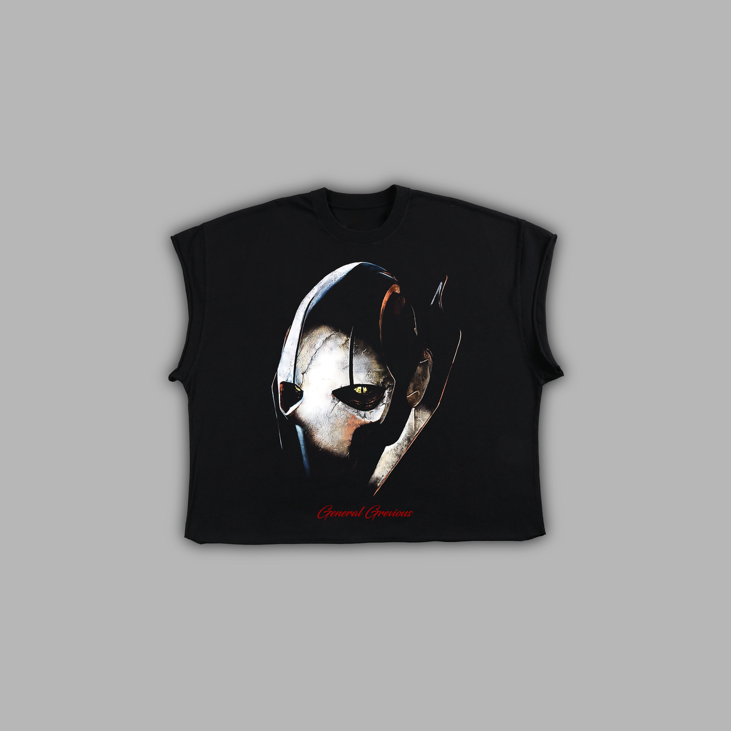 GENERAL GREVIOUS RAW EDGE BOXY MUSCLE TEE IN BLACK