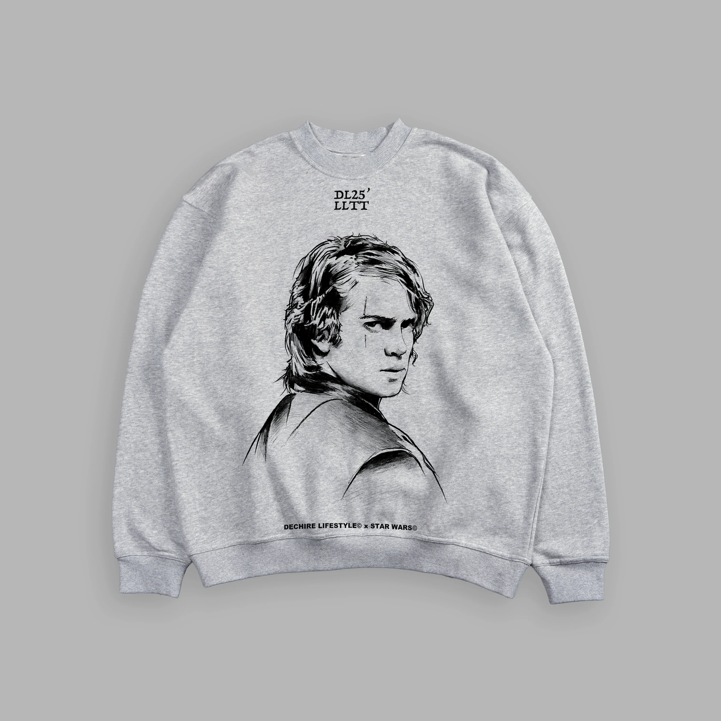 FALLEN ANGEL CREWNECK IN FAUX ATHLETIC GRAY