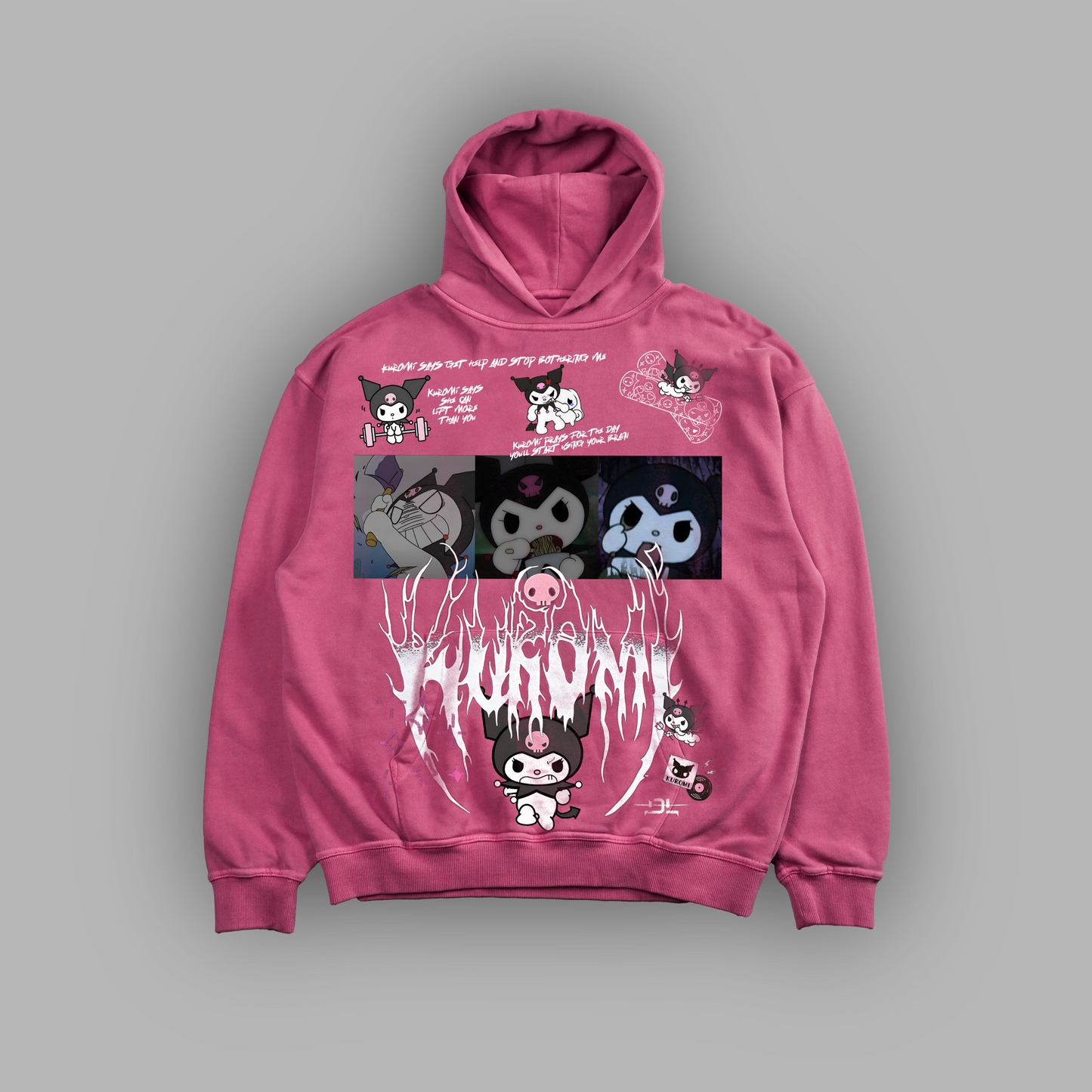 KUROMI 'LIMITED' OVERSIZED HOODIE IN WASHED PINK