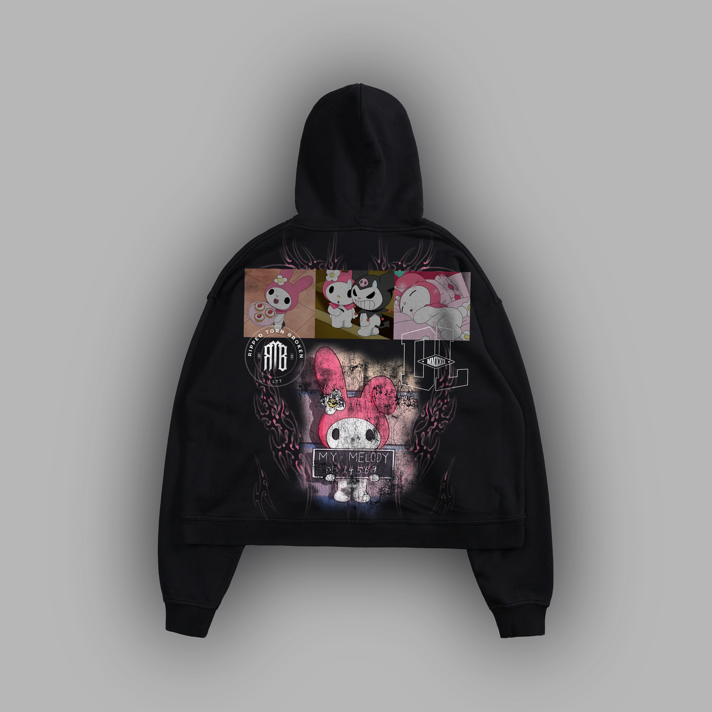 MY MELODY 'LIMITED' BOX CUT HOODIE IN CHARCOAL