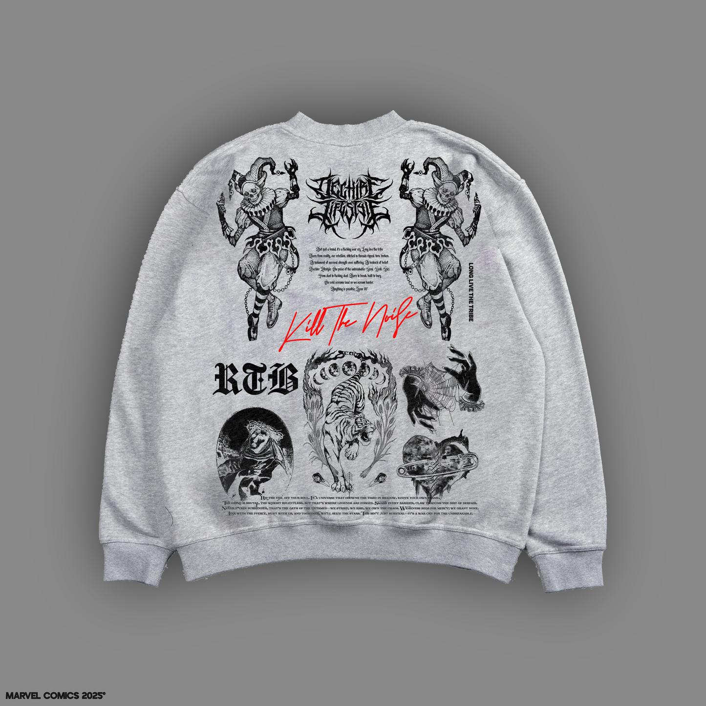 KILL THE NOISE 'LIMITED' OVERSIZED TERRY CREW-SWEAT IN HEATHER GRAY