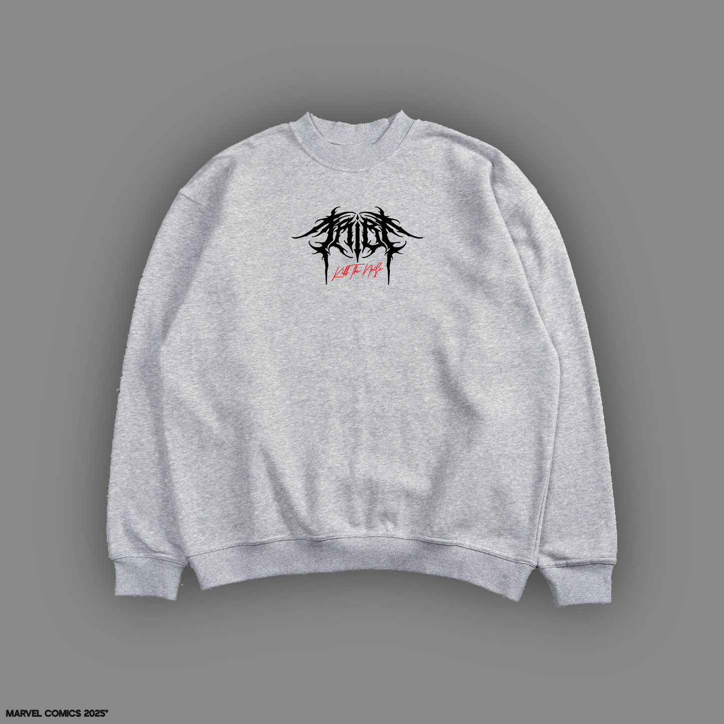 KILL THE NOISE 'LIMITED' OVERSIZED TERRY CREW-SWEAT IN HEATHER GRAY