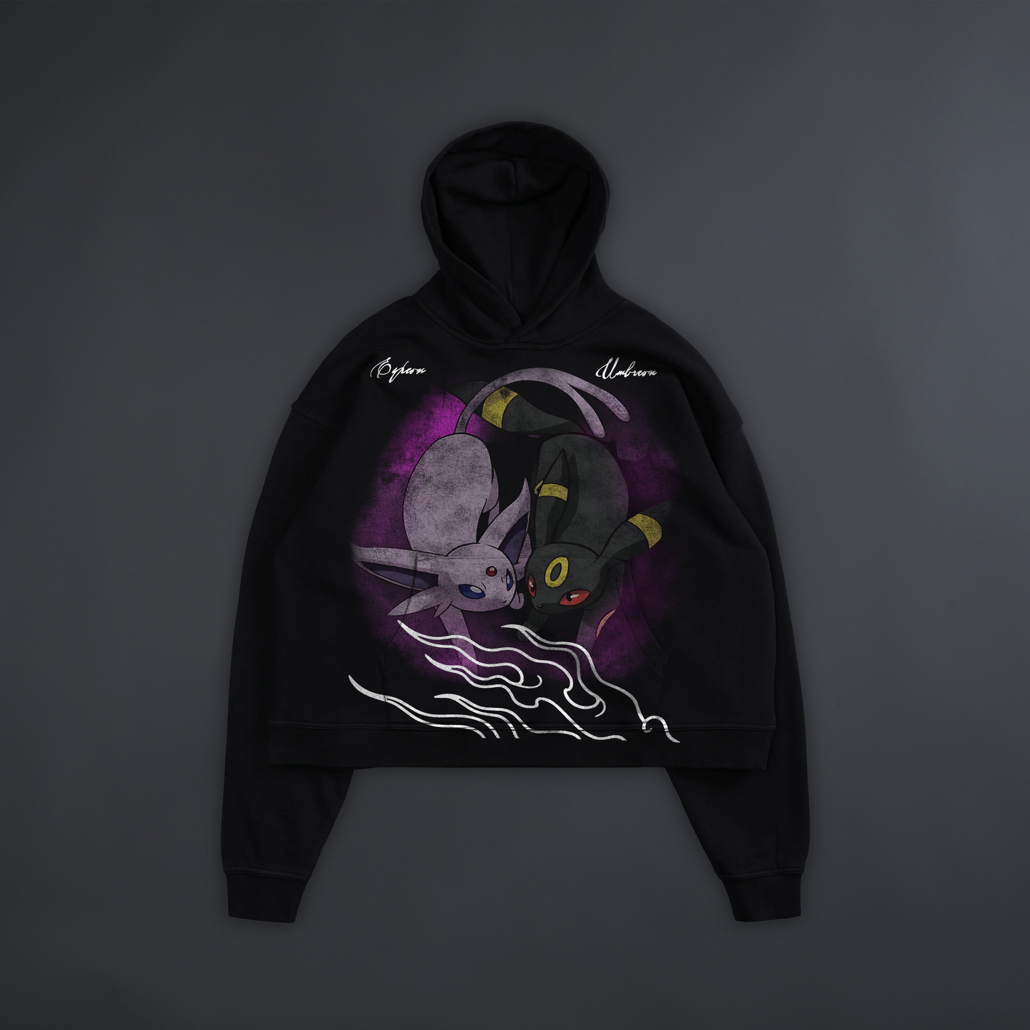 UMBREON & ESPEON '1 OF 100' BOX CUT HOODIE IN CHARCOAL