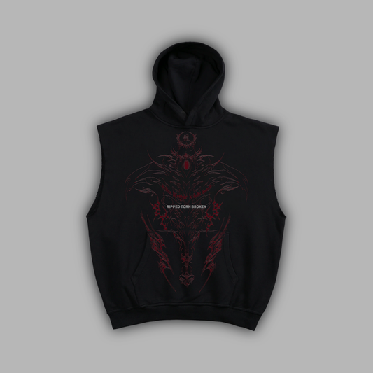 JACK HANMA: BLOOD RED EDITION 'LIMITED' CUTOFF MUSCLE HOODIE