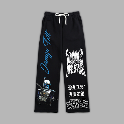 JANGO FETT WIDE LEG SWEATS IN BLACK