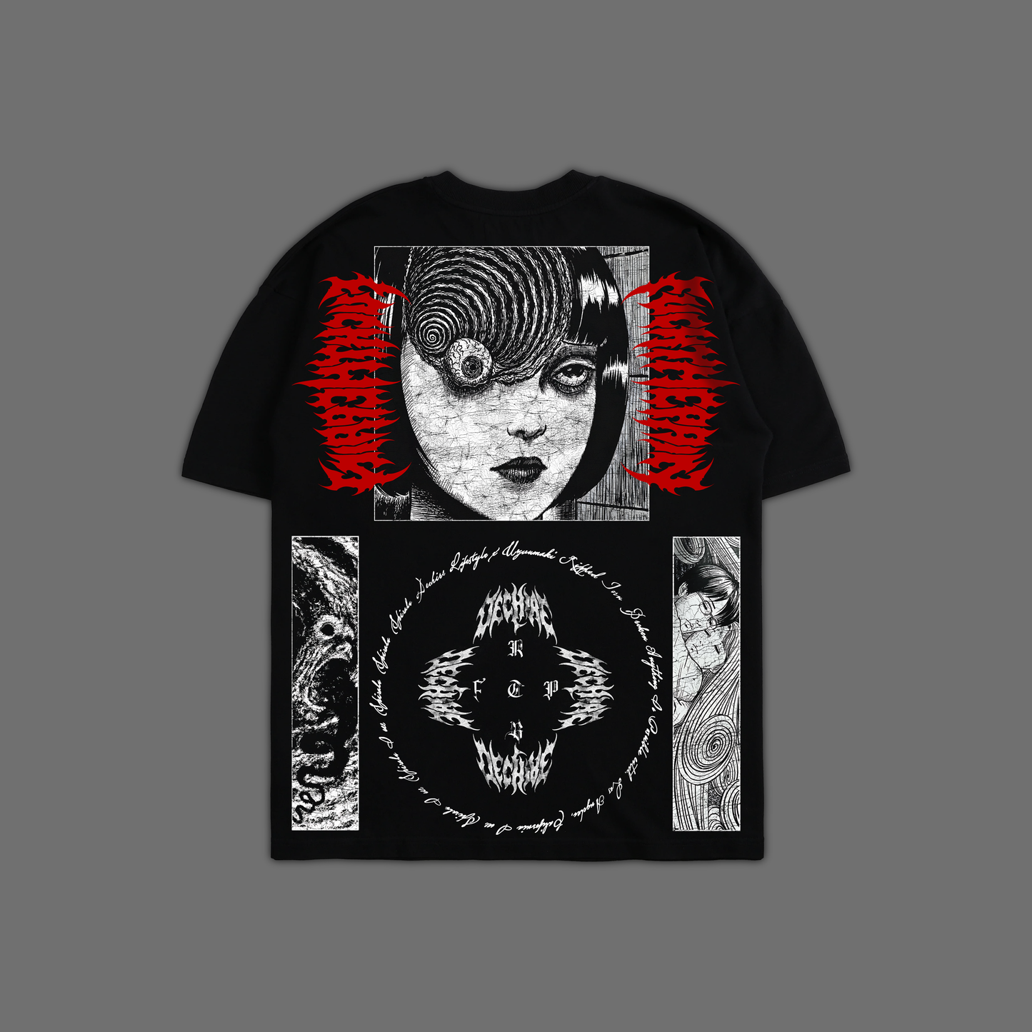 UZUMAKI.. I SEE SPIRALS '1 OF 200' OVERSIZED TEE IN BLACK