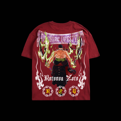 ZORO | kaizoku-gari 'LIMITED' OS TEE IN BLACK & BLOOD RED