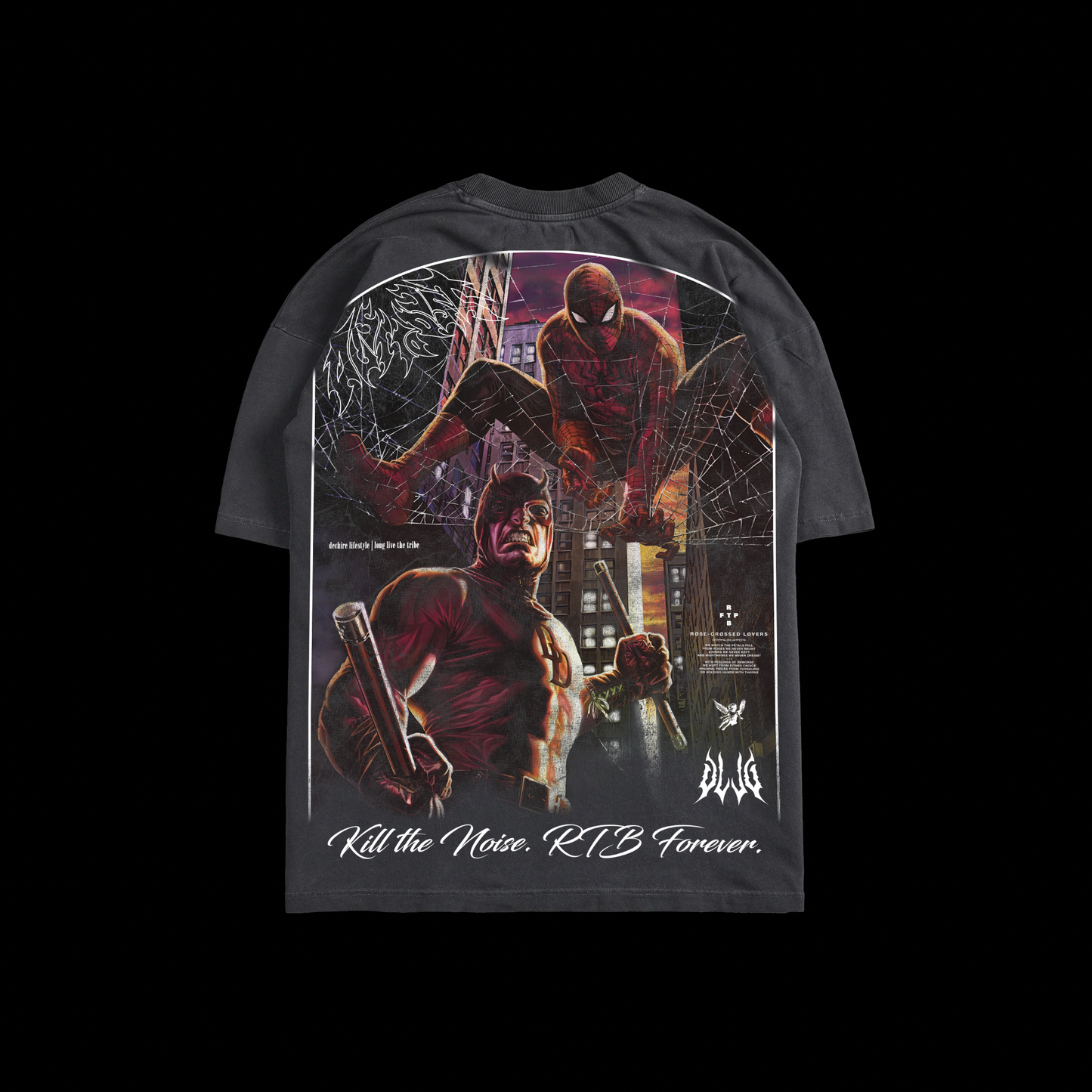 DAREDEVIL & SPIDEY 'TEAM UP EDITION' OS TEE IN GRAY & BLACK