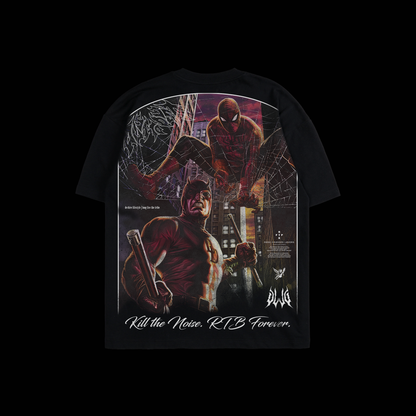 DAREDEVIL & SPIDEY 'TEAM UP EDITION' OS TEE IN GRAY & BLACK
