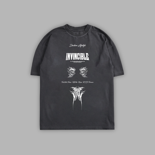 INVINCIBLE: COPENDIUM ONE 'LIMITED' OVERSIZED LTWT DROP SHOULDER TEE IN DEEP GREY