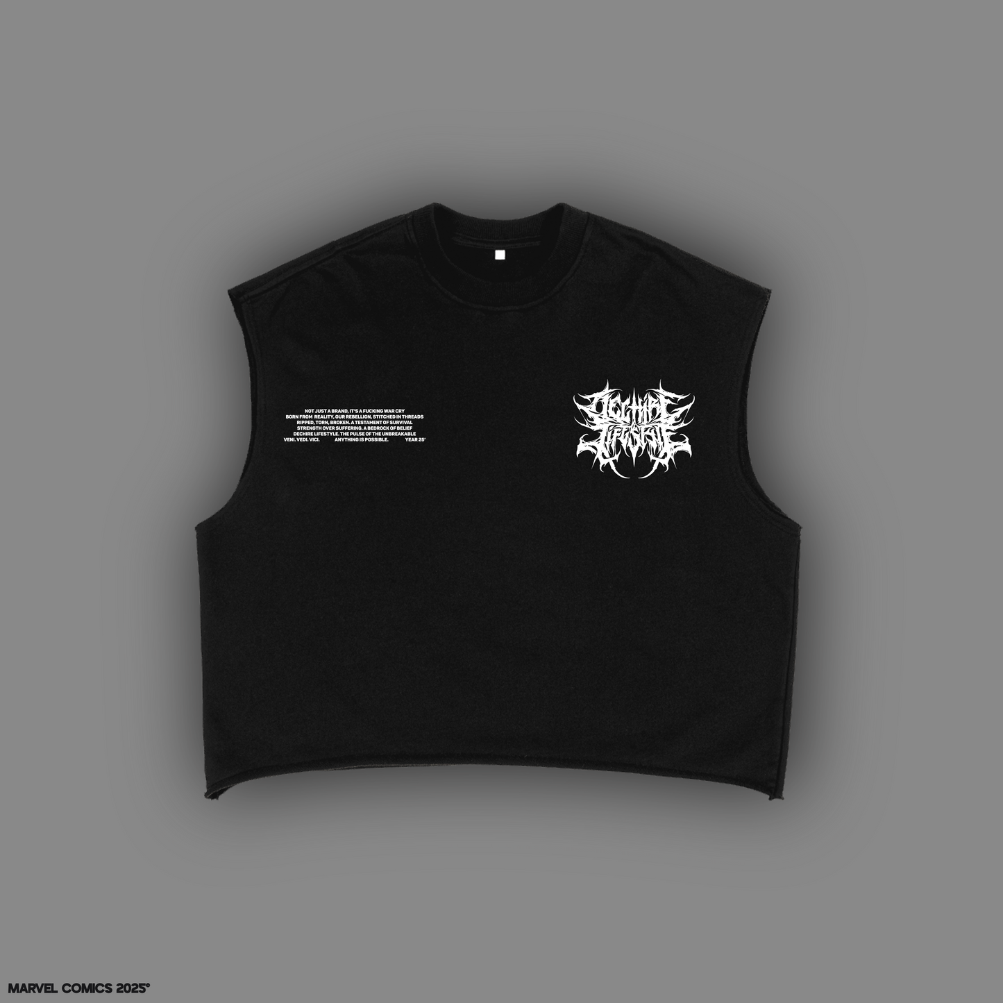 BUILT TO BURY 'LIMITED' FRENCH TERRY RAW HEM MUSCLE TEE IN BLACK