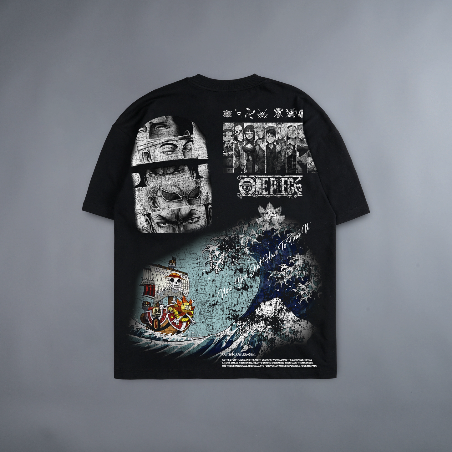 KING OF PIRATES! COLOUR 'LIMITED' 240X BOXY OVERSIZED TEE IN BLACK