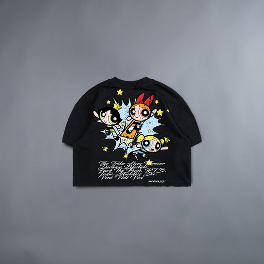 CHEMICAL X 'LIMITED' WASHED & VINTAGE CROP TEE IN BLACK