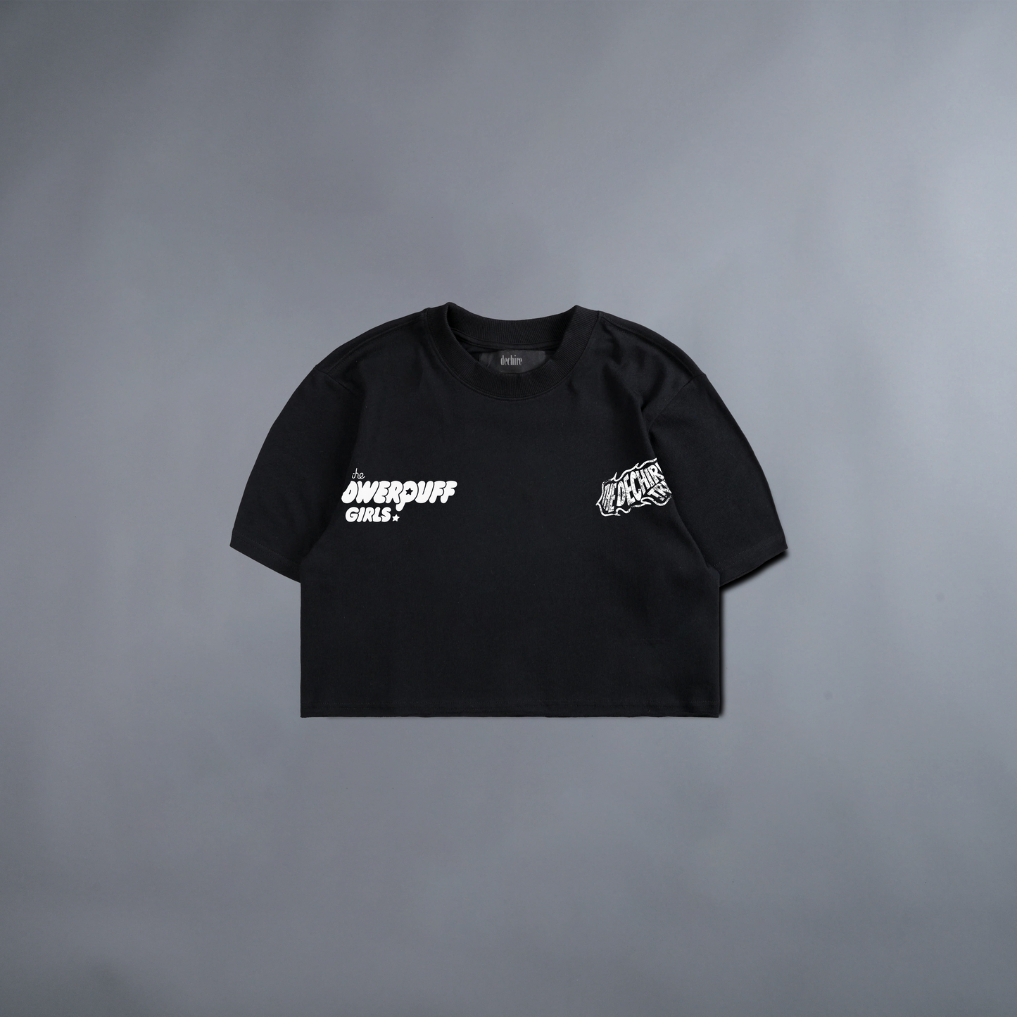 CHEMICAL X 'LIMITED' WASHED & VINTAGE CROP TEE IN BLACK