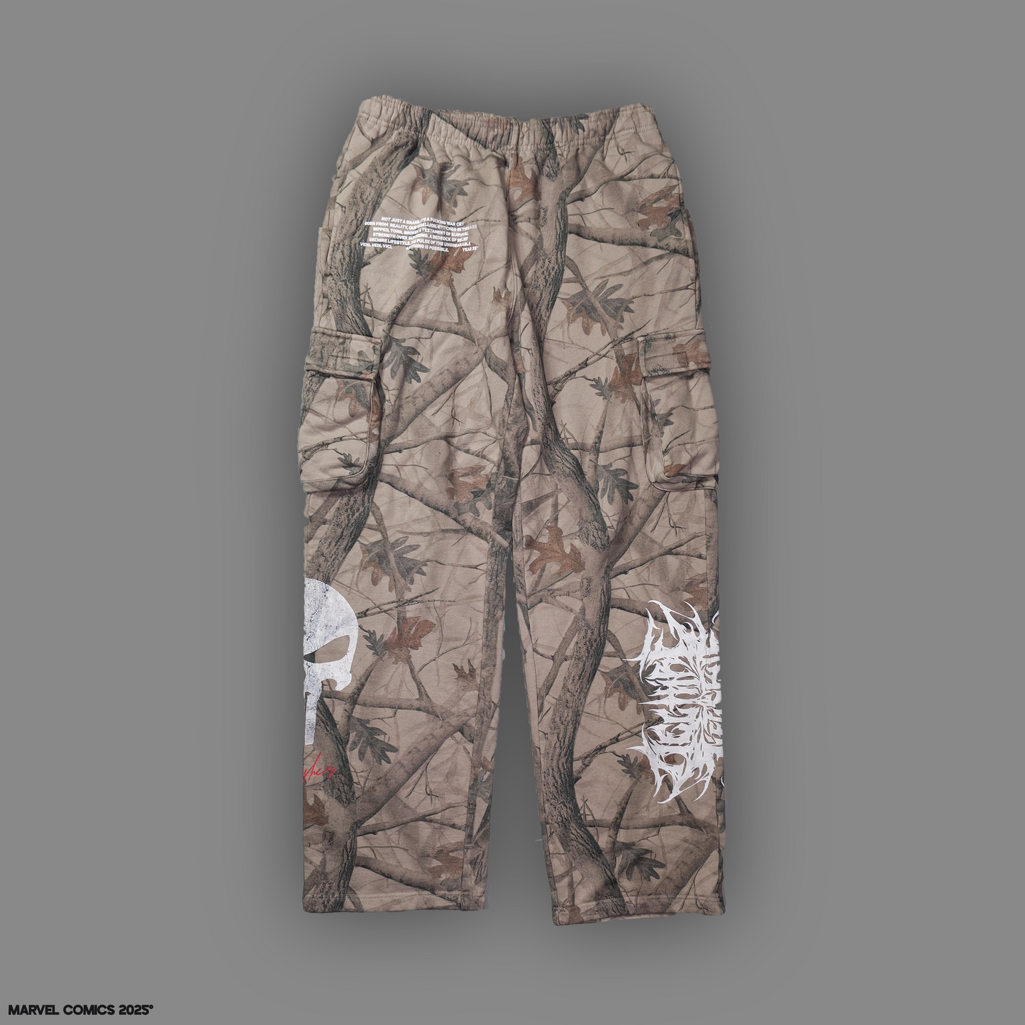 THE PUNISHERS' "1 OF 50" DL:MADE CARGO SWEATS IN WOODLAND CAMO