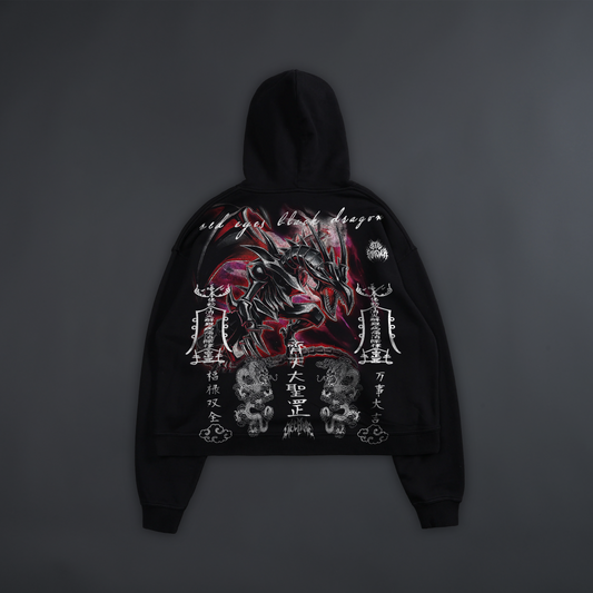 RED EYES BLACK DRAGON '1 OF 100' BOX CUT HOODIE IN CHARCOAL