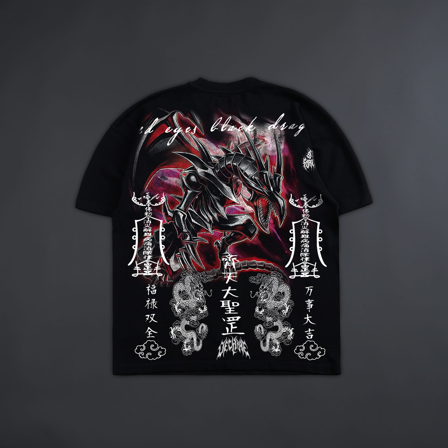 RED EYES BLACK DRAGON '1 OF 200' OVERSIZED TEE IN BLACK