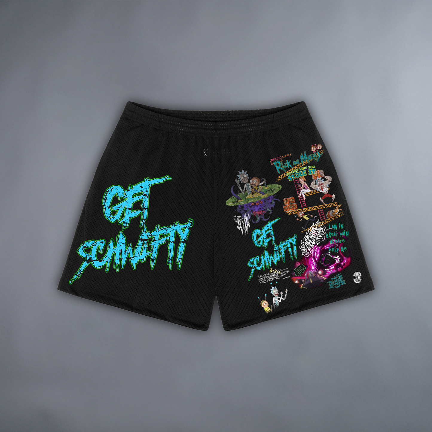 GET SCHWIFTY MESH SHORTS IN BLACK
