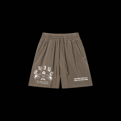 DL:MADE VINTAGE WASHED RAW EDGE SHORTS IN FOREST BROWN
