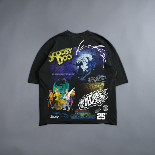 MYSTERY INC. 'LIMITED' RAW HEM TEE IN WASHED BLACK