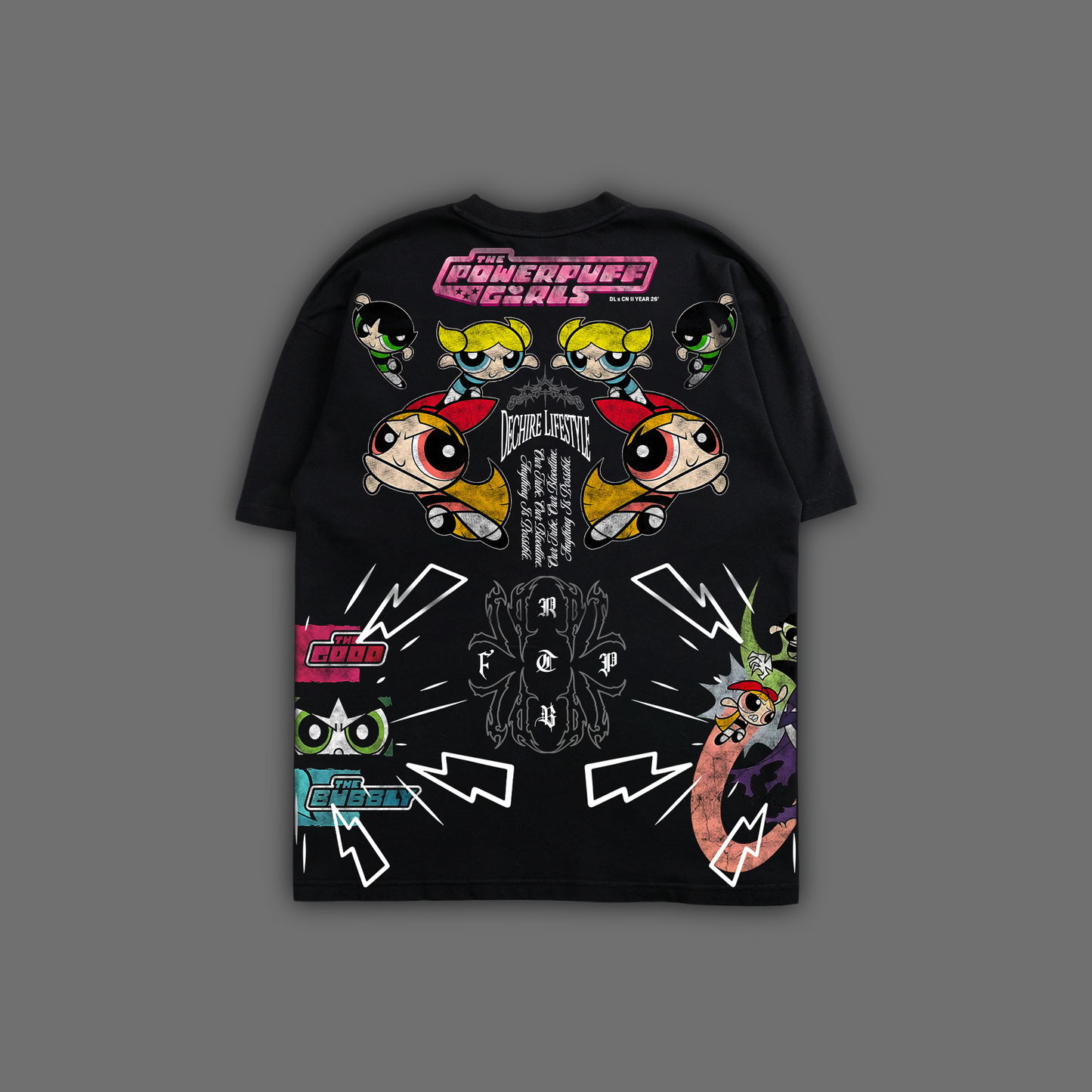 THE POWERPUFF GIRLS '1 OF 1,000' OS TEE IN BLACK