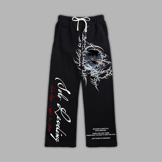SOLO LEVELING '1 OF 50' WIDE LEG SWEATS IN BLACK