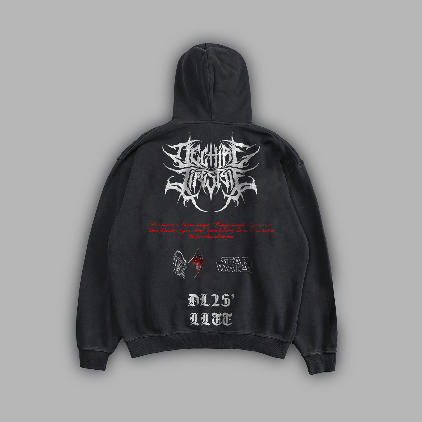 CLONED 'LIMITED' RETRO WASHED OS HOODIE IN SHADOW BLK