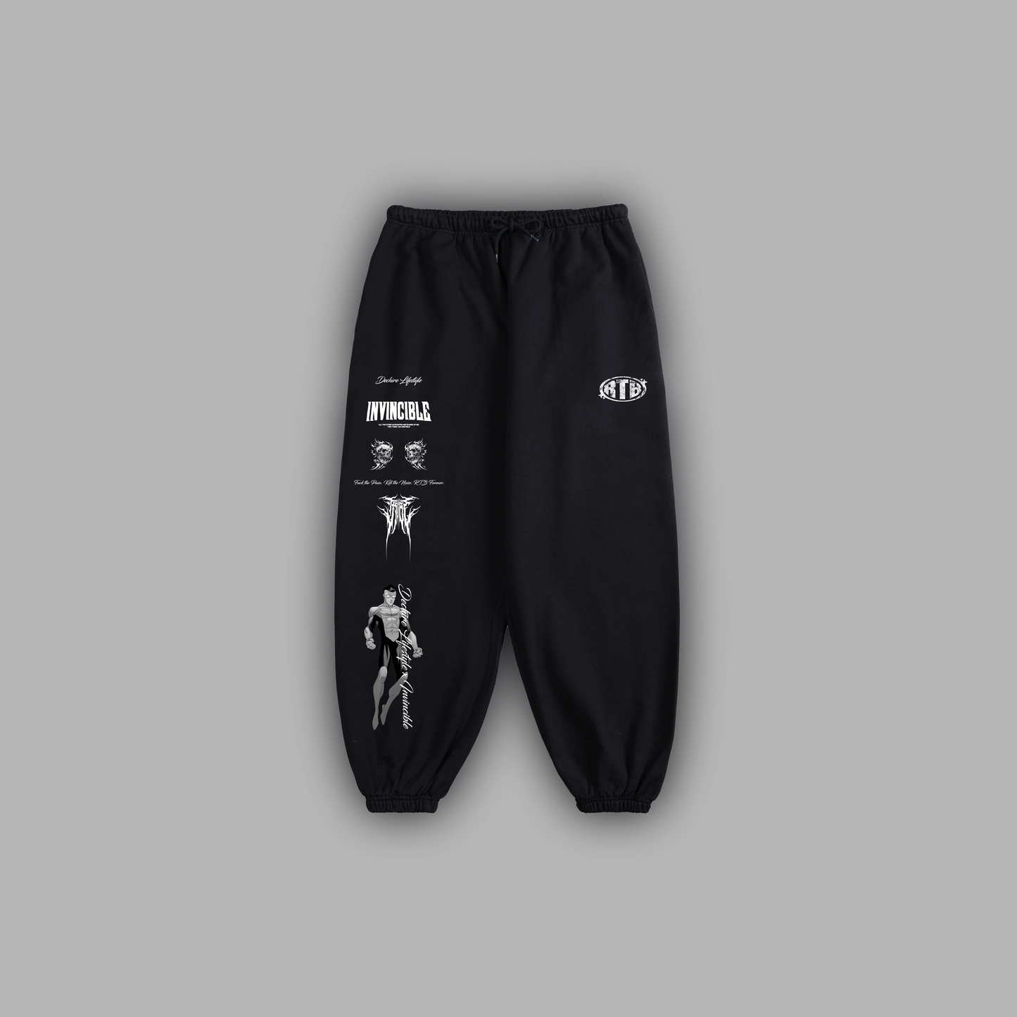 INVINCIBLE 'LIMITED' ULTRA BAGGY SWEATS IN WASHED BLACK