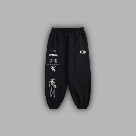 INVINCIBLE 'LIMITED' ULTRA BAGGY SWEATS IN WASHED BLACK