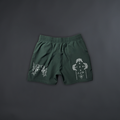 YU-GI-OH! 5" RUNNING SHORTS IN OLIVE
