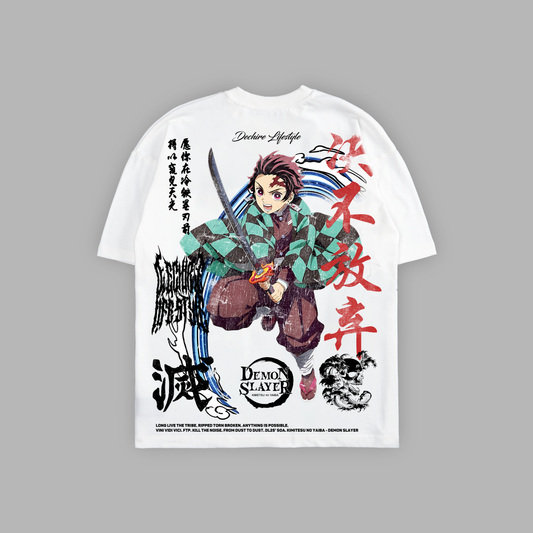 TANJIRO KAMADO 'LIMITED' 6oz OVERSIZED TEE IN MOON WHITE