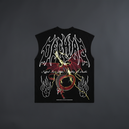 SLIFER THE SKY DRAGON '1 OF 100' LONGLINE MUSCLE TEE IN BLACK