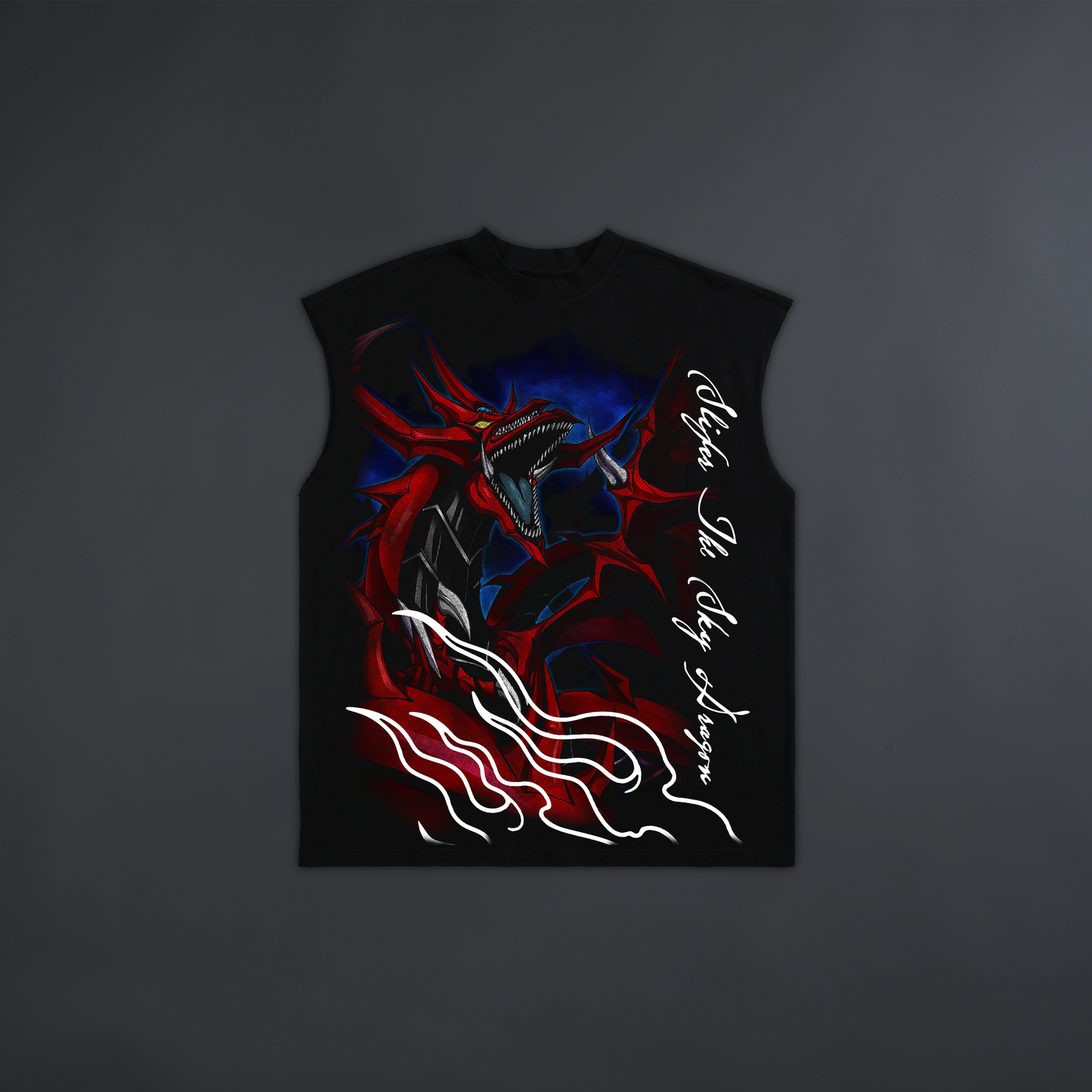 SLIFER THE SKY DRAGON '1 OF 100' LONGLINE MUSCLE TEE IN BLACK