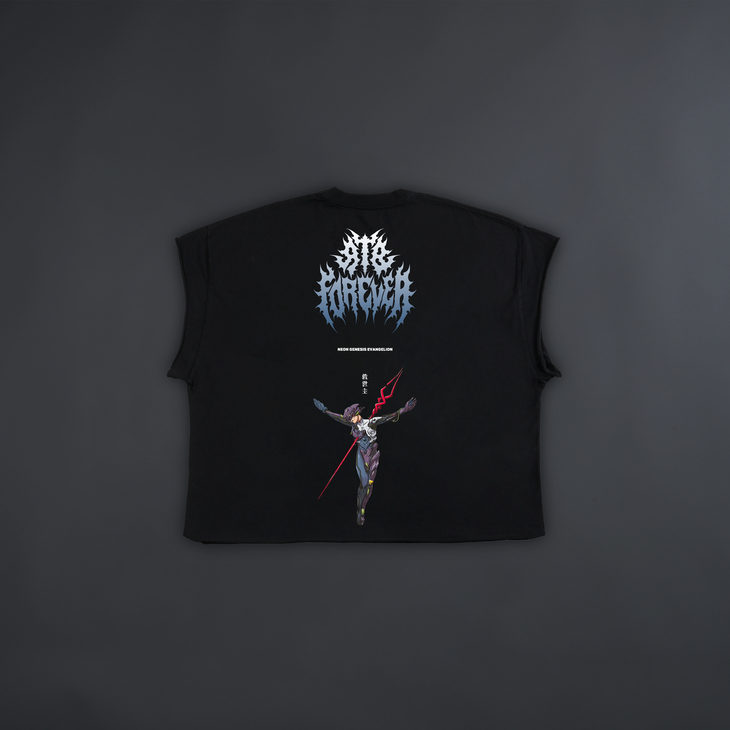 NEON GENESIS '1 OF 50' RAW HEM BOXY MUSCLE TEE IN WHITE