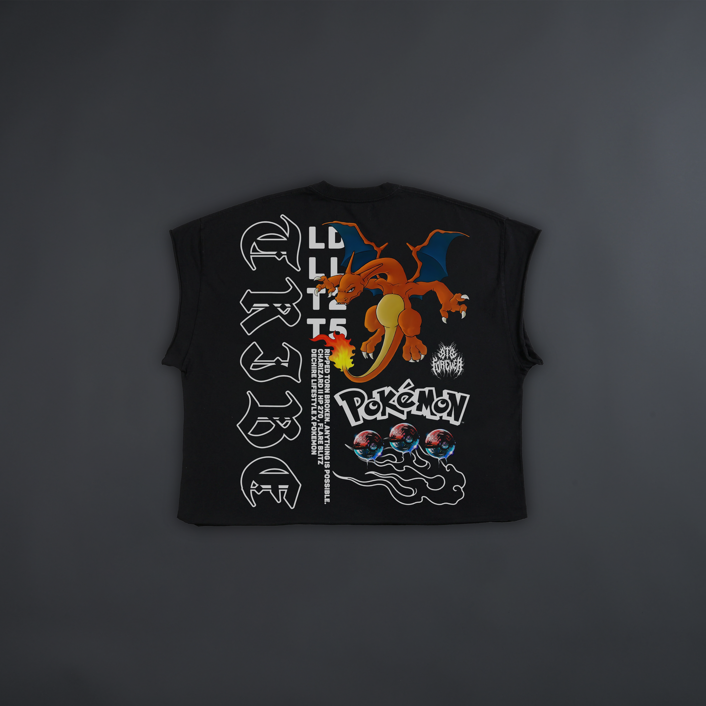 CHARIZARD 'LIMITED' BOX CUT MUSCLE TANK IN WHITE